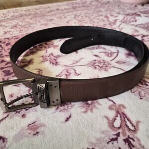 Dickies Reversible Leather Men's Belt 42/105 Brown Black Brushed Nickel Buckle